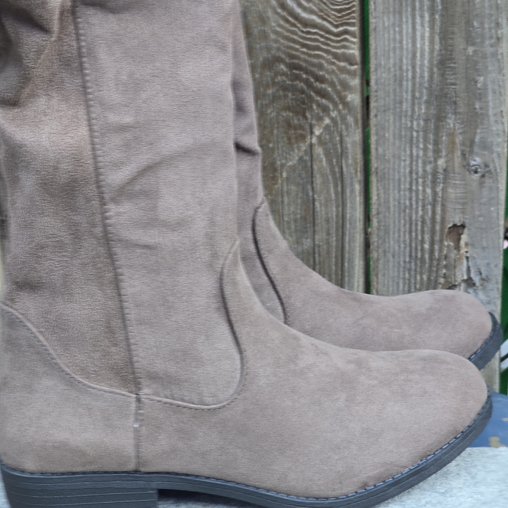 Style & Co.Style Womens Hayley Faux Suede Zipper Riding Boots Taupe Sz 6.5 - Picture 5 of 13